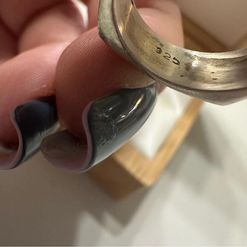 Square Sterling Silver Ring With Red Gemstone - image 5